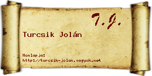 Turcsik Jolán névjegykártya