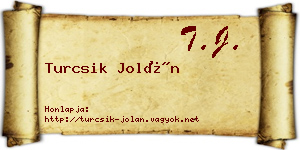 Turcsik Jolán névjegykártya